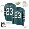 Custom Midnight Green White-Black Long Sleeve Authentic Football Jersey