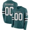Custom Midnight Green White-Black Long Sleeve Authentic Football Jersey