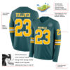 Custom Midnight Green Gold-White Long Sleeve Authentic Football Jersey