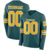 Custom Midnight Green Gold-White Long Sleeve Authentic Football Jersey