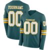 Custom Midnight Green White-Gold Long Sleeve Authentic Football Jersey