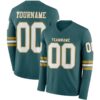 Custom Midnight Green White-Old Gold Long Sleeve Authentic Football Jersey