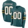Custom Midnight Green White Old Gold-Black Long Sleeve Authentic Football Jersey