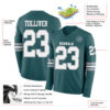 Custom Midnight Green White-Gray Long Sleeve Authentic Football Jersey