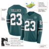 Custom Midnight Green White Gray-Black Long Sleeve Authentic Football Jersey