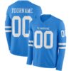 Custom Powder Blue White Long Sleeve Authentic Football Jersey