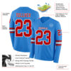 Custom Powder Blue Red-White Long Sleeve Authentic Football Jersey