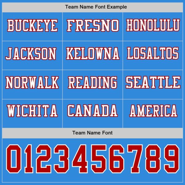 Custom Powder Blue Red-White Long Sleeve Authentic Football Jersey