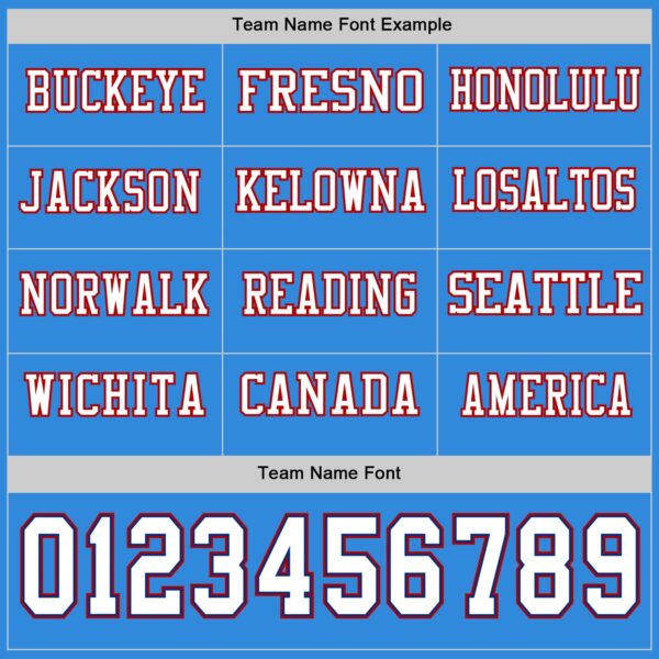 Custom Powder Blue White Royal-Red Long Sleeve Authentic Football Jersey