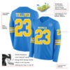 Custom Powder Blue Yellow-White Long Sleeve Authentic Football Jersey