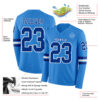 Custom Powder Blue Royal-White Long Sleeve Authentic Football Jersey