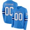Custom Powder Blue White-Royal Long Sleeve Authentic Football Jersey
