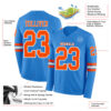 Custom Powder Blue Orange-White Long Sleeve Authentic Football Jersey
