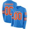 Custom Powder Blue Orange-White Long Sleeve Authentic Football Jersey