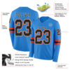 Custom Powder Blue Black White-Orange Long Sleeve Authentic Football Jersey