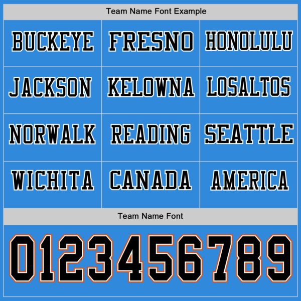 Custom Powder Blue Black White-Orange Long Sleeve Authentic Football Jersey