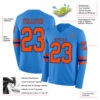Custom Powder Blue Orange-Royal Long Sleeve Authentic Football Jersey