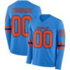 Custom Powder Blue Orange-Royal Long Sleeve Authentic Football Jersey