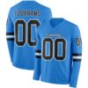 Custom Powder Blue Black-White Long Sleeve Authentic Football Jersey