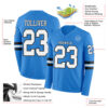 Custom Powder Blue White-Black Long Sleeve Authentic Football Jersey