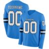 Custom Powder Blue White-Black Long Sleeve Authentic Football Jersey