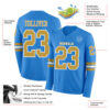Custom Powder Blue Old Gold-White Long Sleeve Authentic Football Jersey