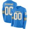 Custom Powder Blue White-Old Gold Long Sleeve Authentic Football Jersey