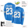 Custom Powder Blue White-Gray Long Sleeve Authentic Football Jersey