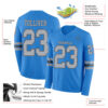 Custom Powder Blue Gray-Steel Gray Long Sleeve Authentic Football Jersey