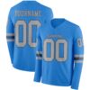 Custom Powder Blue Gray-Steel Gray Long Sleeve Authentic Football Jersey