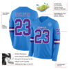 Custom Powder Blue Purple-White Long Sleeve Authentic Football Jersey
