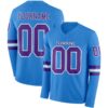 Custom Powder Blue Purple-White Long Sleeve Authentic Football Jersey