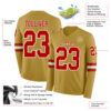 Custom Old Gold Red-White Long Sleeve Authentic Football Jersey