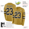 Custom Old Gold Black-White Long Sleeve Authentic Football Jersey