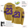 Custom Old Gold Purple-Black Long Sleeve Authentic Football Jersey