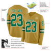 Custom Old Gold Kelly Green-White Long Sleeve Authentic Football Jersey