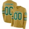 Custom Old Gold Kelly Green-White Long Sleeve Authentic Football Jersey