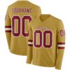 Custom Old Gold Crimson-White Long Sleeve Authentic Football Jersey