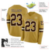 Custom Old Gold Brown-White Long Sleeve Authentic Football Jersey