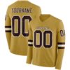 Custom Old Gold Brown-White Long Sleeve Authentic Football Jersey