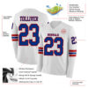 Custom White Royal-Red Long Sleeve Authentic Football Jersey