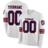 Custom White Navy-Red Long Sleeve Authentic Football Jersey