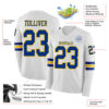 Custom White Royal-Yellow Long Sleeve Authentic Football Jersey