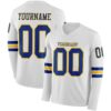 Custom White Royal-Yellow Long Sleeve Authentic Football Jersey