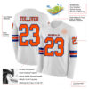 Custom White Orange-Royal Long Sleeve Authentic Football Jersey
