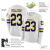Custom White Navy-Gold Long Sleeve Authentic Football Jersey