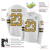 Custom White Old Gold-Black Long Sleeve Authentic Football Jersey