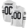 Custom White Black-Gray Long Sleeve Authentic Football Jersey