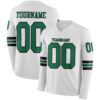 Custom White Kelly Green-Black Long Sleeve Authentic Football Jersey