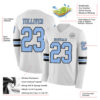 Custom White Light Blue-Black Long Sleeve Authentic Football Jersey